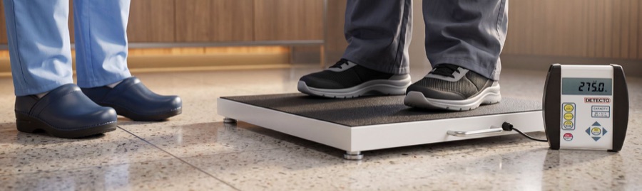 Detecto Portable Digital Bariatric Scale, 1,000 lb x 0.2 lb, 24 x 24 in Platform