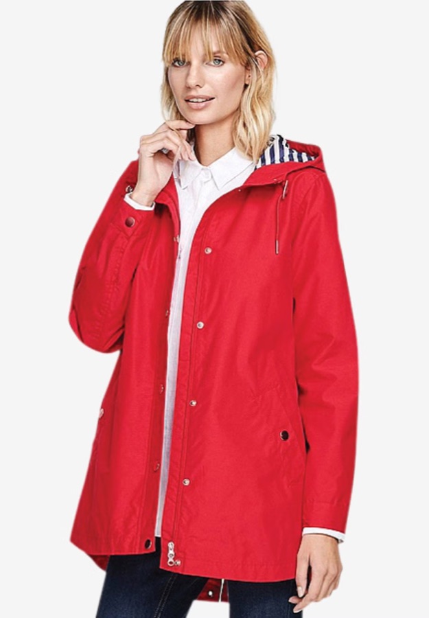 ellos Water-Resistant A-Line Snap-Front Hooded Raincoat