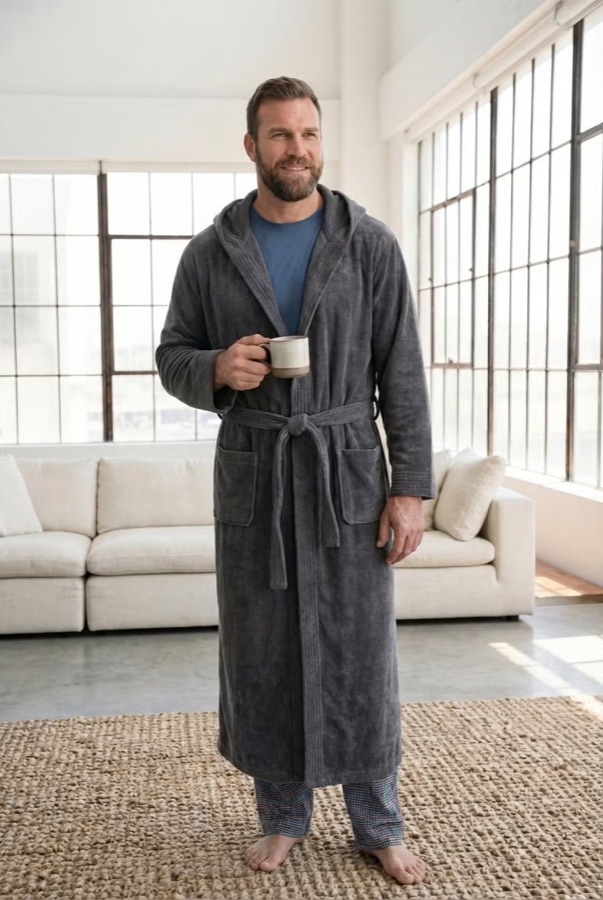 KingSize Terry Velour Hooded Maxi Robe (Big & Tall)