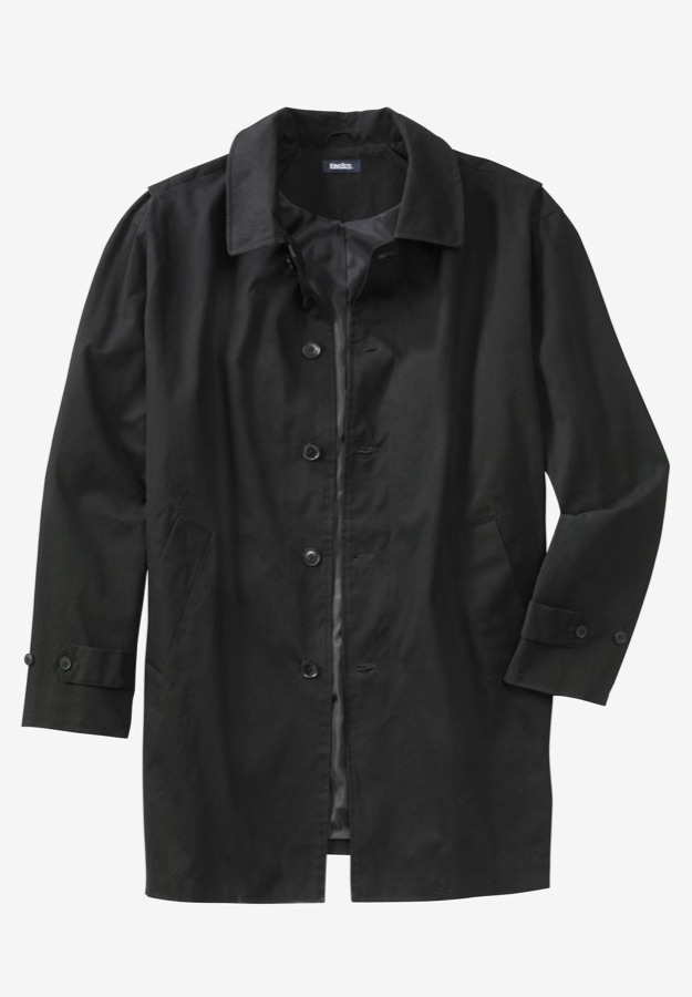 KingSize Men's Water-Resistant Trench Coat